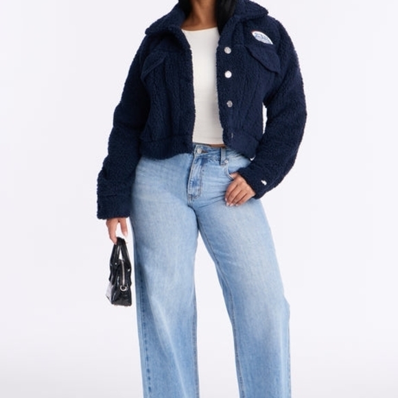 Von Dutch Women's Dark Blue Teddy Jacket - Picture 2 of 6